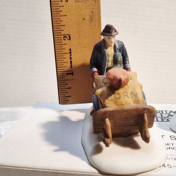 Heritage Village Collection Harvest Seed Cart Set Of 3 Handpainted Porcelain Acc - Picture 3 of 8